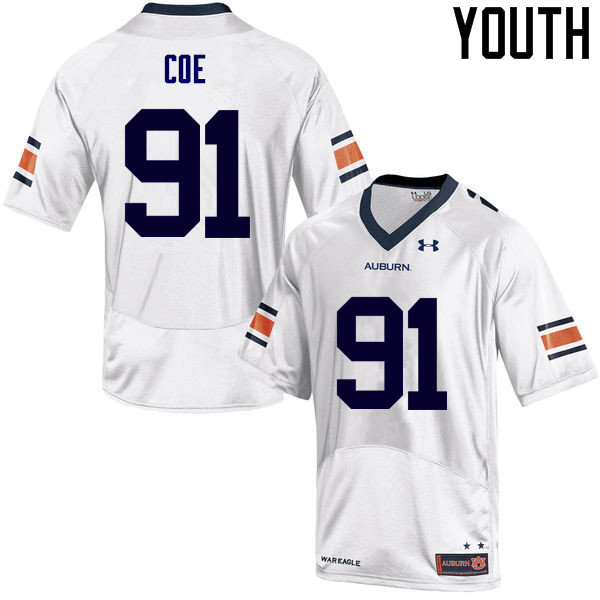 Auburn Tigers Youth Nick Coe #91 White Under Armour Stitched College NCAA Authentic Football Jersey MCK4174RB